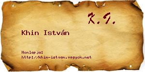 Khin István névjegykártya