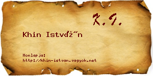 Khin István névjegykártya